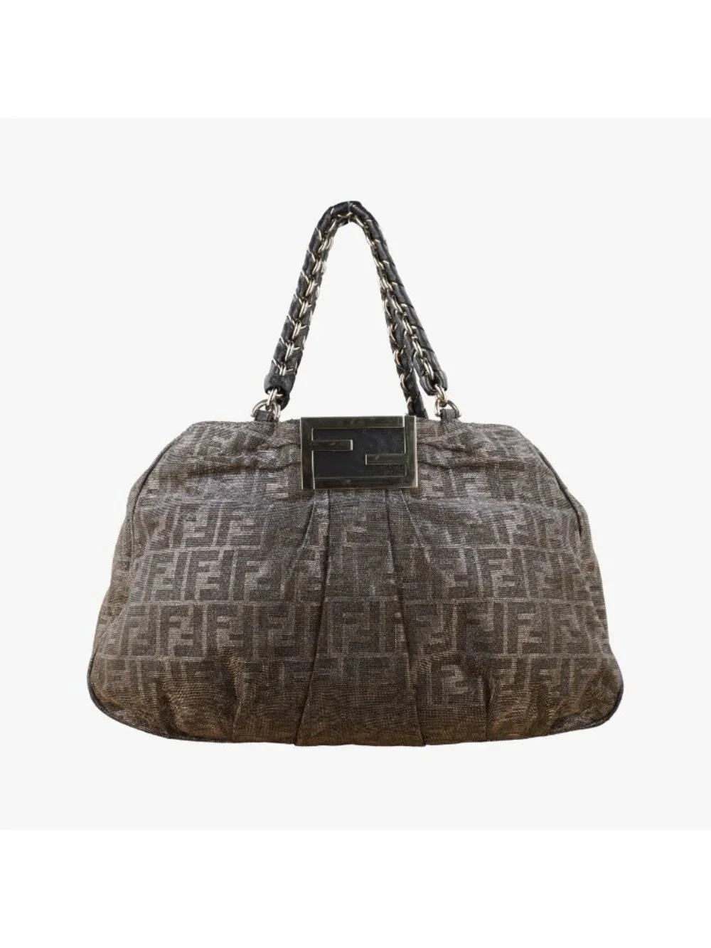 Fendi Mia Gold Fabric Shoulder Bag